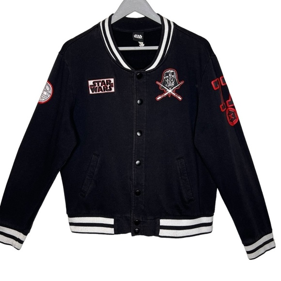 Star Wars Darth Vader Varsity Bomber Jacket Youth Size L Lightsaber Dark Side - Picture 2 of 12